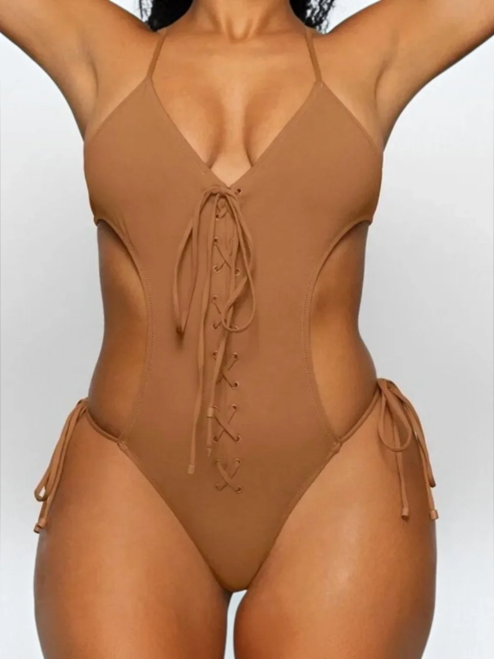 NWT SKIMS Monokini Lace Up Swimsuit L